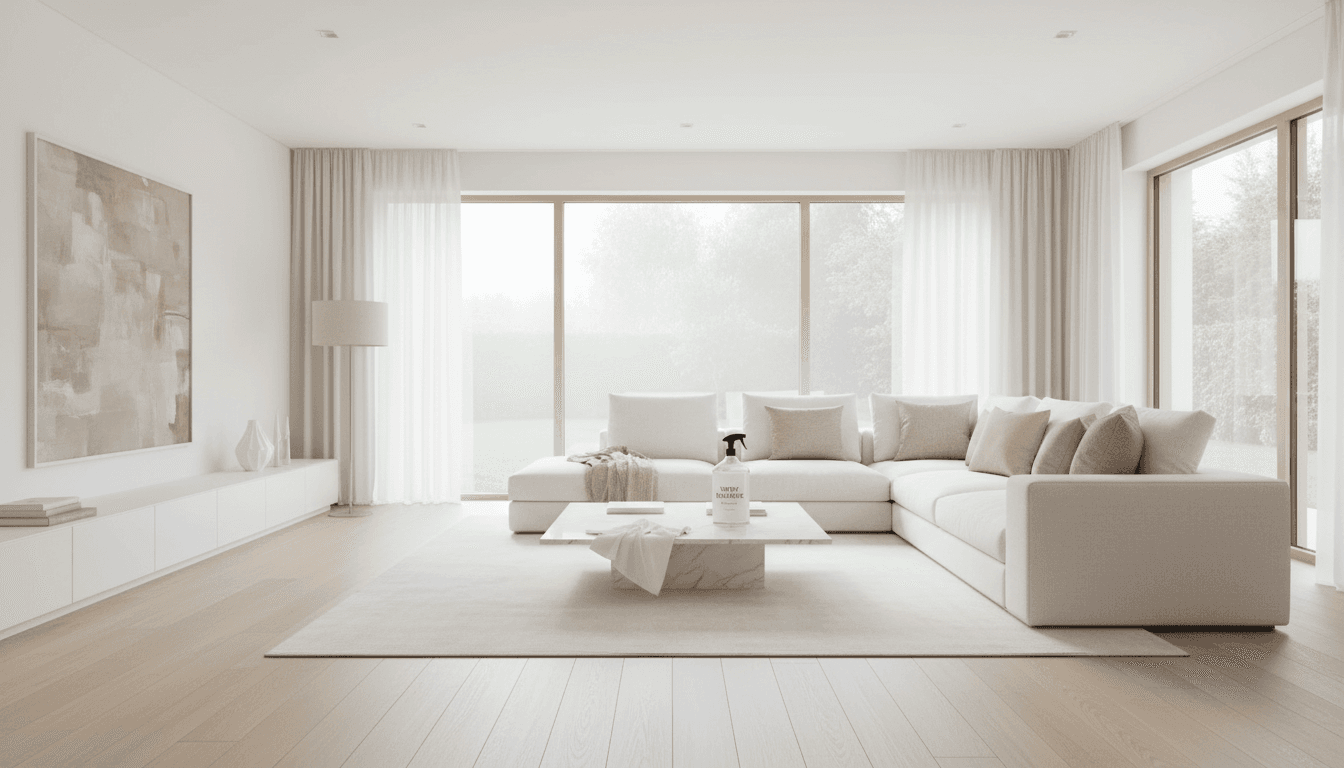 Spotless bright living room interior after a professional white glove cleaning
