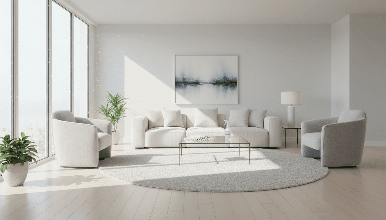 Bright spotless living room in Fort Mill after a professional deep cleaning